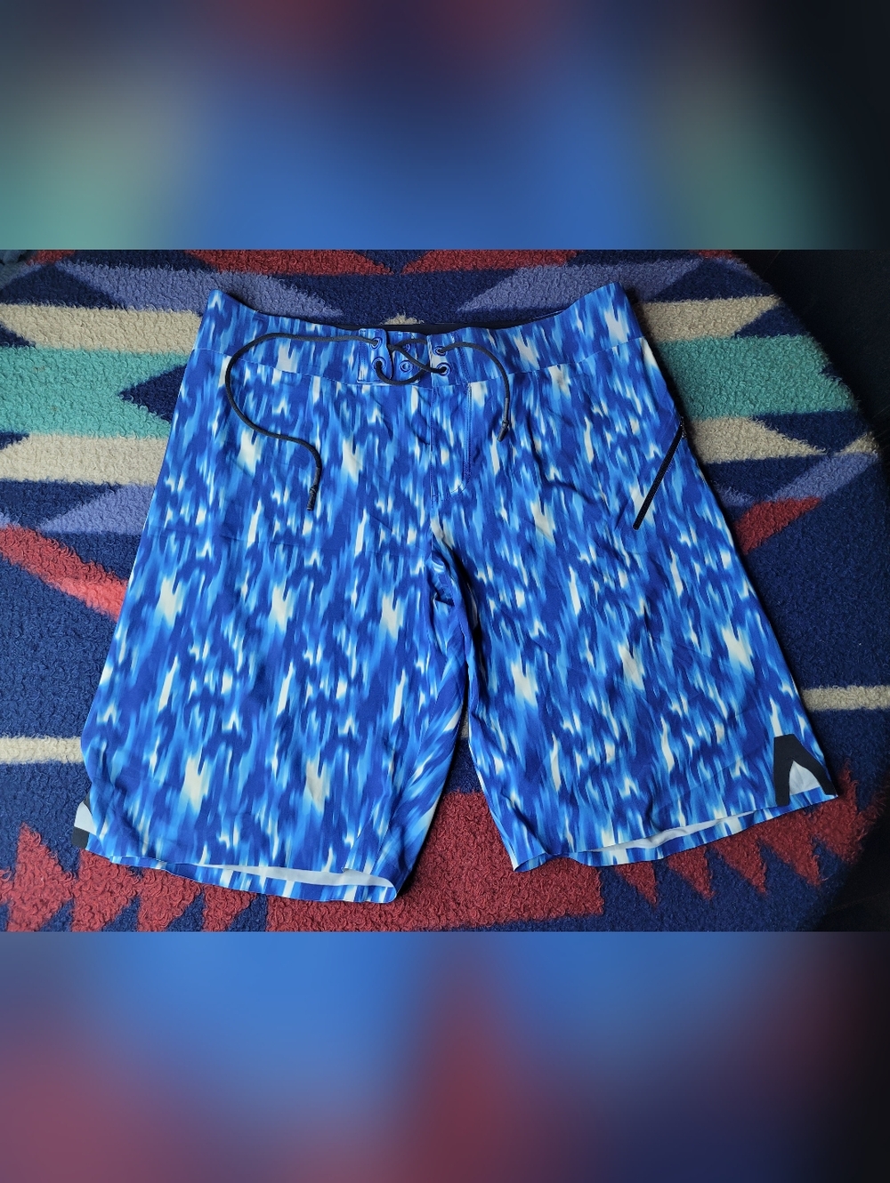 Lululemon Board Shorts Mens Sz 34 Blue Current State Drawstring Pocket 10.5" Ins